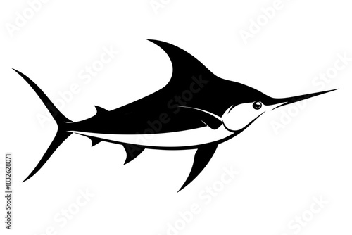 Marlin sea fish silhouette vector, marlin fish in different poses black symbol
