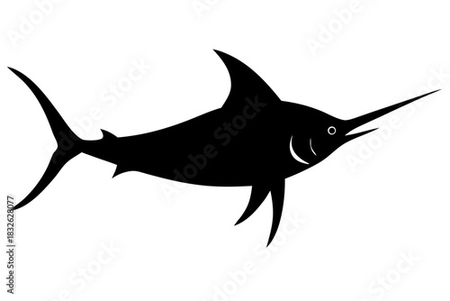 Marlin sea fish silhouette vector, marlin fish in different poses black symbol
