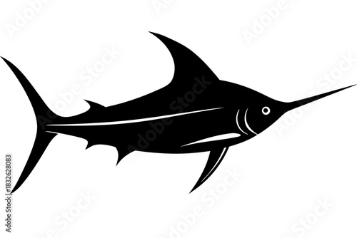 Marlin sea fish silhouette vector, marlin fish in different poses black symbol
