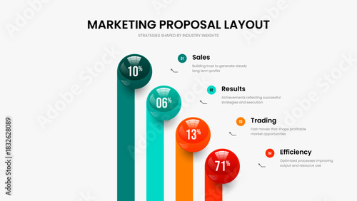 Company Proposal 4 Element Diagram Slide Template. Creative Briefing Frame Layout Vector Illustration. Corporate Introduction Four Step Infographic Presentation Design.