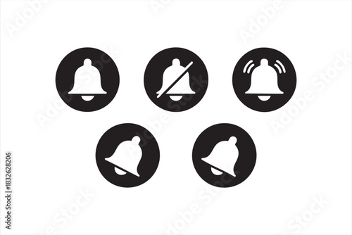 Mobile Notification Bell Icons with Silent and Ring Variants