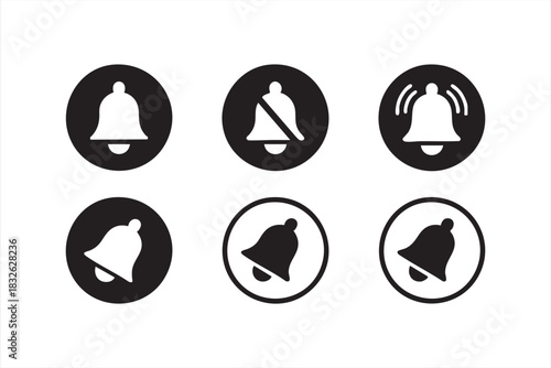 Alert, Mute, and Ring Bell Icons for Digital Interface Design