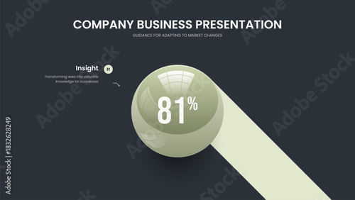 Simple Showcase 1 Step Graph Slideshow Template. Professional Overview Presentation Layout Vector Illustration. Science Visualization One Option Diagram Frame Design.
