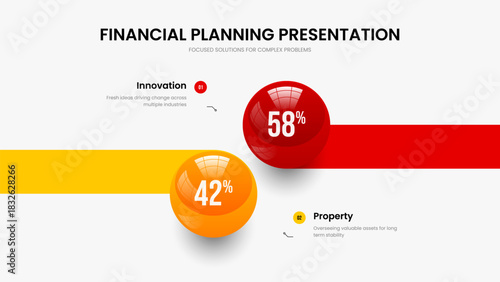 Professional Plan 2 Option Diagram Slide Design. Marketing Analysis Two Element Infographic Presentation Template. Digital Campaign Frame Layout Vector Illustration.