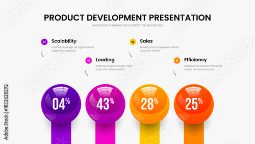 Clean Strategy 4 Option Graph Frame Design. Simple Introduction Four Element Infographic Slideshow Template. Financial Solution Presentation Layout Vector Illustration.