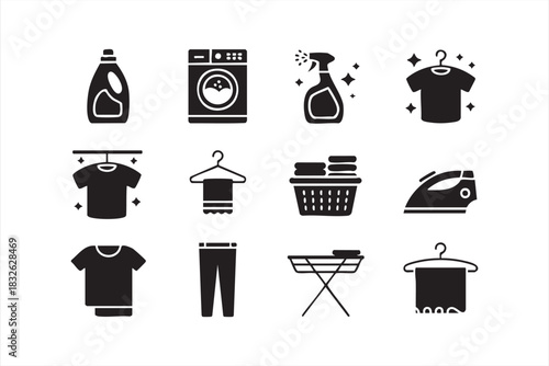 Washing and Clothing Care Symbol Set for UI Dashboards
