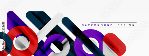 Abstract geometric shapes, vibrant colors, dynamic composition. Modern design elements create sleek visual impact.