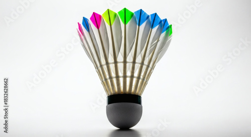 Badminton Equipment Isolated. Precision Shuttlecock Close-Up.