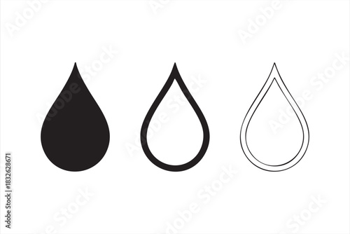 Minimal line art teardrop symbols for apps and UI design