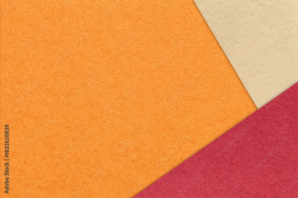 Fototapeta premium Abstract orange, beige, red paper background with copy space. Template for presentation, banner, card design