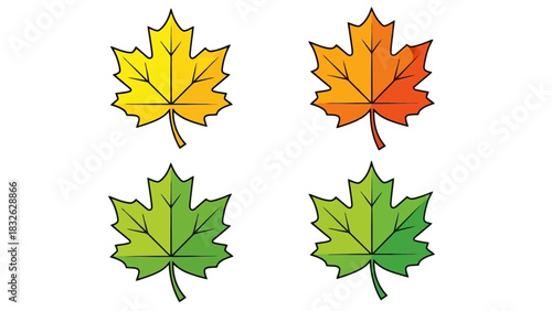 Autumn's Palette A vibrant collection of colorful maple leaf icons showcasing seasonal change
