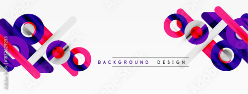 Modern abstract design. Vibrant pink, blue layers create dynamic composition. Minimalist style, clean lines, white background.