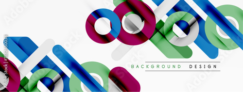 Abstract geometric lines, vibrant colors create modern background. Smooth shapes overlap, forming dynamic visual pattern.