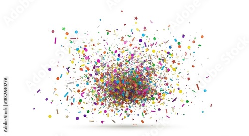 Celebrate with this vibrant burst of colorful confetti for a festive and joyful mood perfect for parties, promotions, and special occasions plus a touch of fun