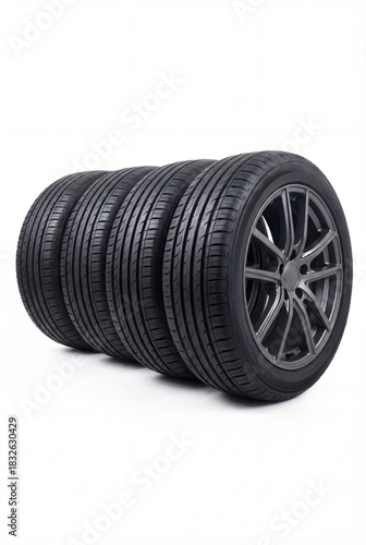 Wallpaper Mural Set of Car Tires and Wheels on White Background Torontodigital.ca