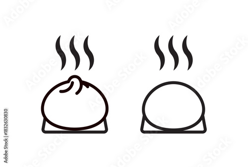 温かい肉まんとあんまんのモノクロのアイコン