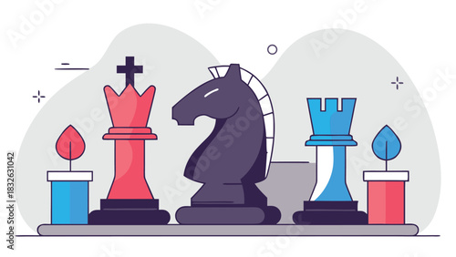 Iconic Chess Pieces Ready for Battle on the Strategic Gameboard