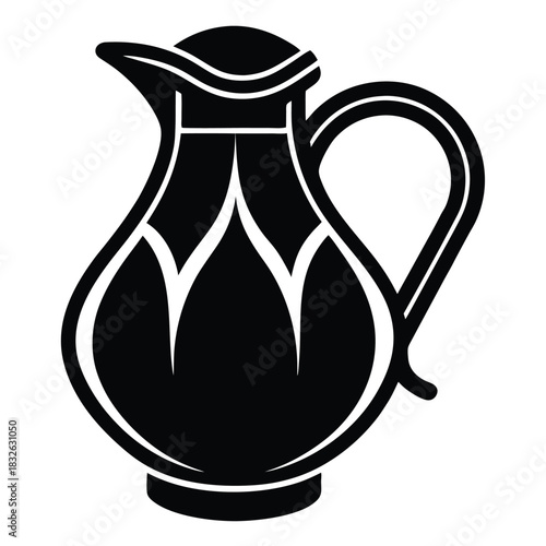 Elegant black and white silhouette of vintage carafe features a classic design