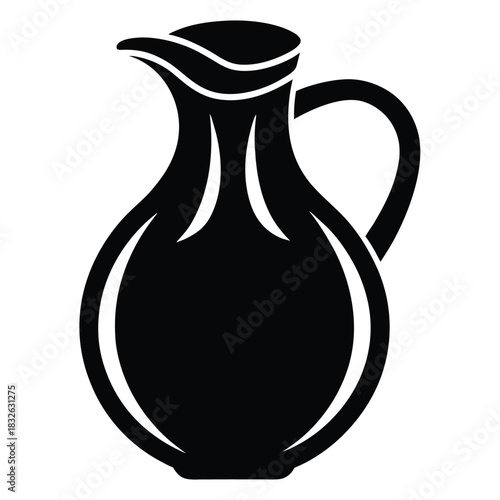 Simple black pitcher showcasing classic curves and a stout handle stands out vividly
