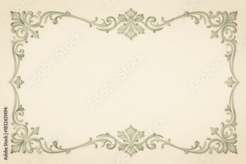 Elegant Vintage Ornate Frame Design with Intricate Scrollwork and Floral Accents, Perfect Decorative Background Element for Invitations and Certificates
