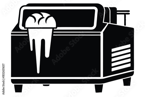 Sweet icy dessert with sticky dripping syrup comes from the machine illustrated