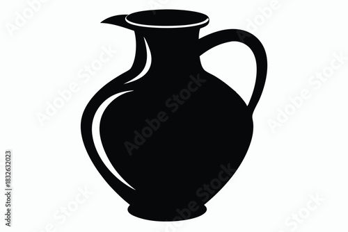 Silhouette of a classic black ceramic jug featuring a handle and spout is visible