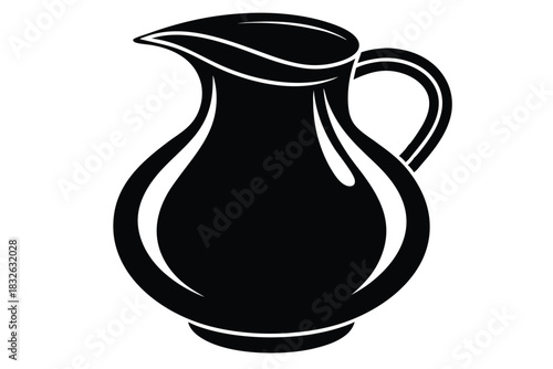 Black pitcher silhouette showcases a classic elegant shape with handle and spout