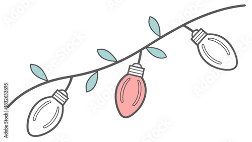 minimal Christmas string light bulb single piece, simple rounded glass shape, small cap, pastel color fill, modern scandi flat design, isolated on pure white background, vector icon

