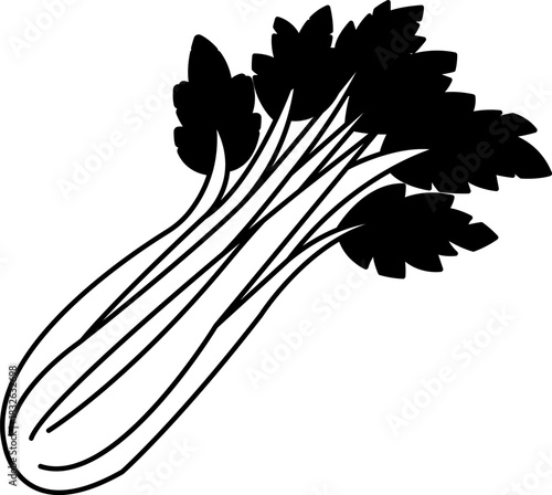 black and white illustration of a celery