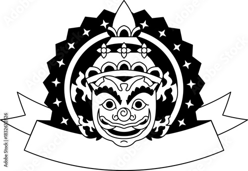 black and white illustration of a Thai giant