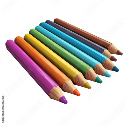 Colorful pencils arranged diagonally