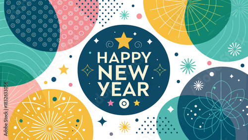 A creative and energetic Happy New Year 2026 vector with exciting abstract designs.