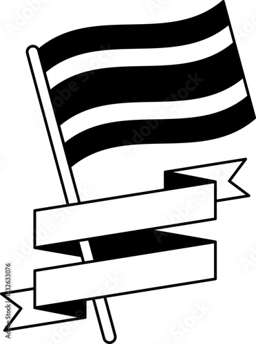 black and white illustration of Thailand flag