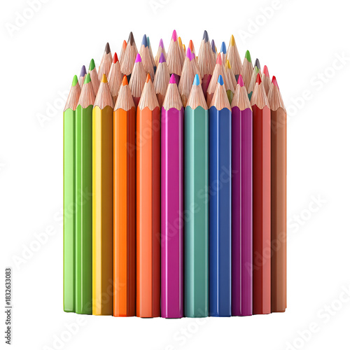 Colorful pencils tightly clustered