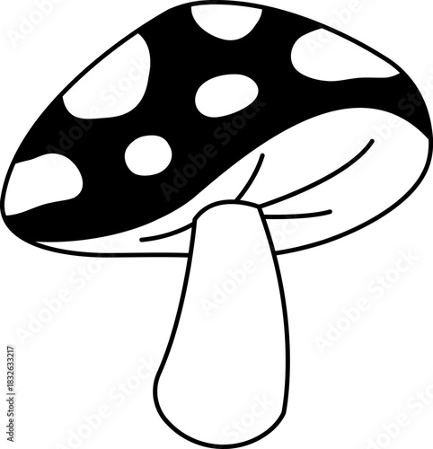 black and white illustration of A mushroom