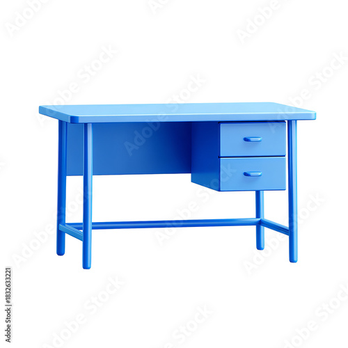 Blue desk with two drawers, simple design