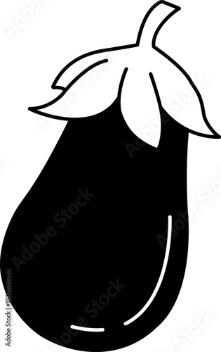 black and white illustration of an eggplant