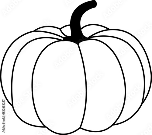 black and white illustration of A pumpkin