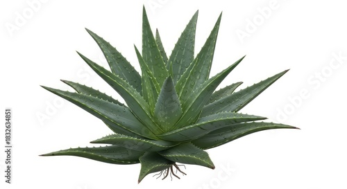 Fresh aloe vera plant thriving indoors, perfect for natural skincare advertising or promoting wellness lifestyle, vibrant green leaves with water droplets