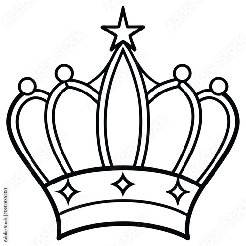 The outlined crown features a prominent star detail at its central peak