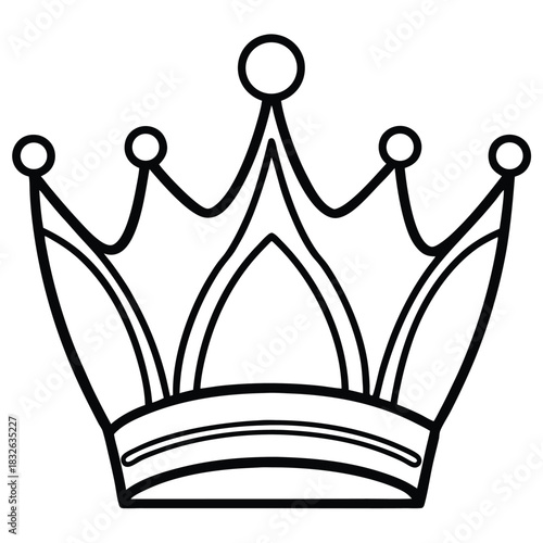 Simple outline of a regal crown with clear and elegant lines for coloring