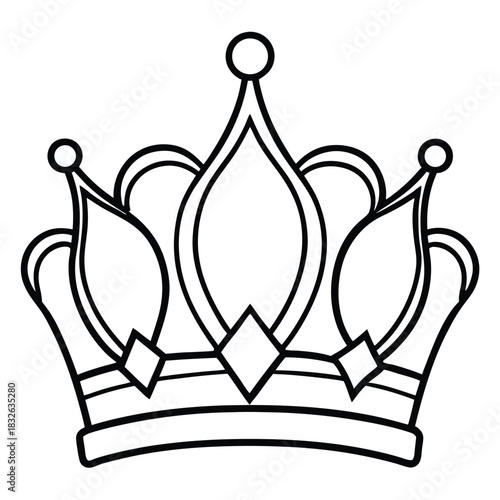 Black outline creates a crown with rounded and pointed design elements on a white background
