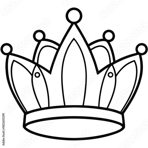 Royal crown outline symbolizes power and authority within its simplistic elegant monochrome appearance