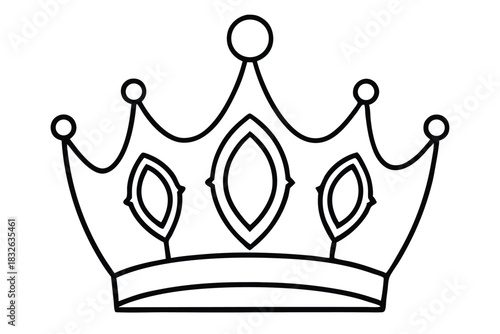 Simple queen crown line drawing presents royal elegance and minimal art style