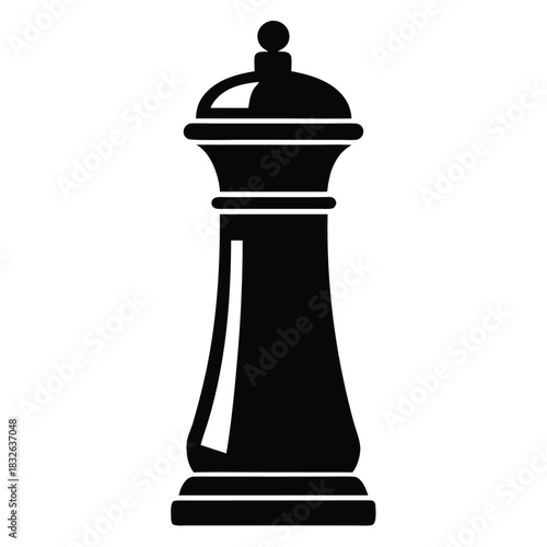 Bold black pepper grinder has a bulbous top and a narrow column