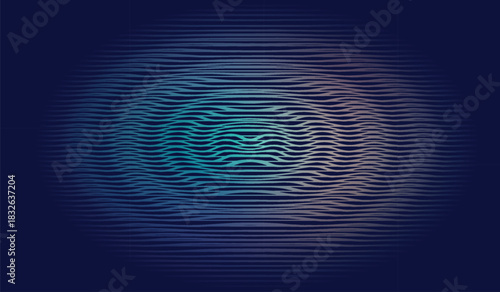 Abstract circular pattern with horizontal lines and subtle color gradients on a dark background