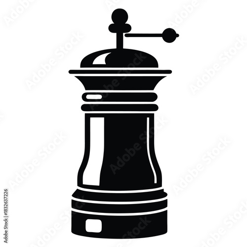 Isolated black pepper mill showcases traditional style with an easy crank mechanism