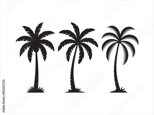 Palm Tree Silhouette Set | Tropical Coconut Tree Icons