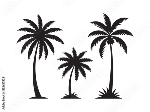 Palm Tree Silhouette Set | Tropical Coconut Tree Icons