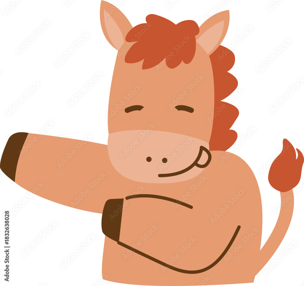 Naklejka premium ute Horse Character Illustration for 2026 Year of the Horse, Lunar New Year Zodiac Animal, Chinese Zodiac Cartoon Mascot, Kawaii Horse Clipart, New Year Symbol and Fortune Design